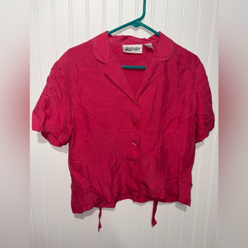 Vintage Yves St. Claire Coral Blouse 100% Silk| Size Large